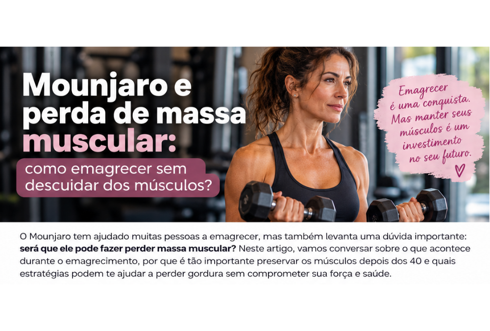 Mounjaro e perda de massa muscular: mulher depois dos 40 treinando com halteres